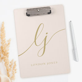 Monogram Initialen Professional Blush Gold Naam Klembord