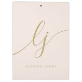Monogram Initialen Professional Blush Gold Naam Klembord (Achterkant)