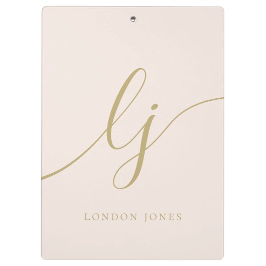 Monogram Initialen Professional Blush Gold Naam Klembord (Achterkant)