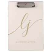 Monogram Initialen Professional Blush Gold Naam Klembord (Voorkant)