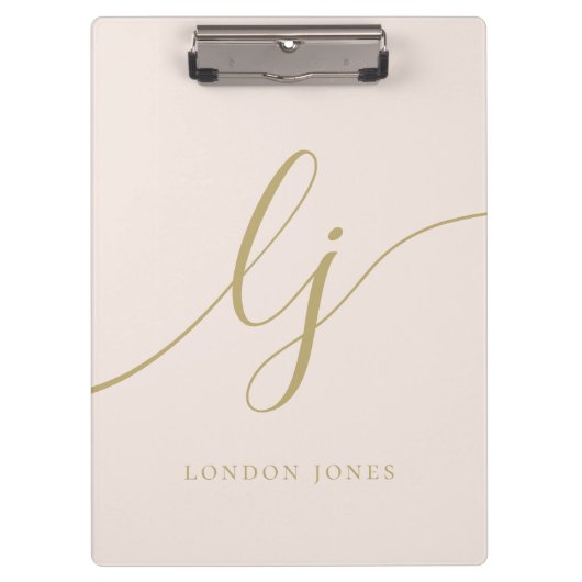 Monogram Initialen Professional Blush Gold Naam Klembord (Voorkant)