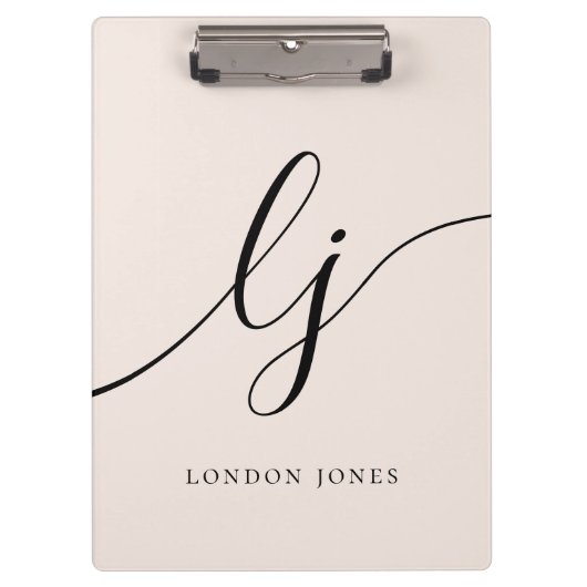 Monogram Initialen Professional Minimal Script Nam Klembord (Voorkant)