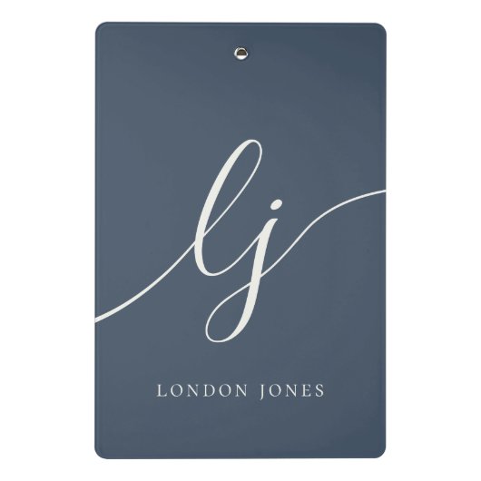 Monogram Initialen Professional Minimal Script Nam Mini Klembord (Achterkant)