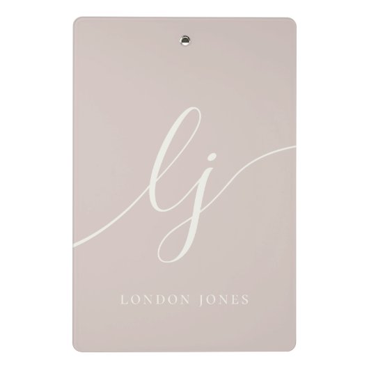 Monogram Initialen Professioneel Minimaal Roos Ivo Mini Klembord (Achterkant)