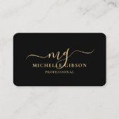 Monogram Initialen Professioneel Minimaal Zwart Visitekaartje (Voorkant)