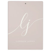 Monogram Initialen Professioneel Roos Ivoorschrift Klembord (Achterkant)