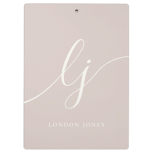 Monogram Initialen Professioneel Roos Ivoorschrift Klembord (Achterkant)