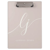 Monogram Initialen Professioneel Roos Ivoorschrift Klembord (Voorkant)