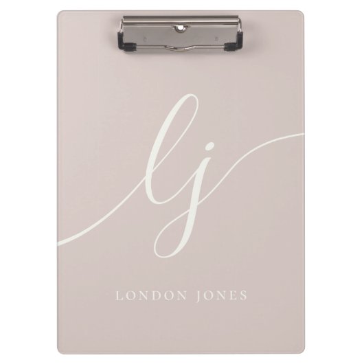 Monogram Initialen Professioneel Roos Ivoorschrift Klembord (Voorkant)