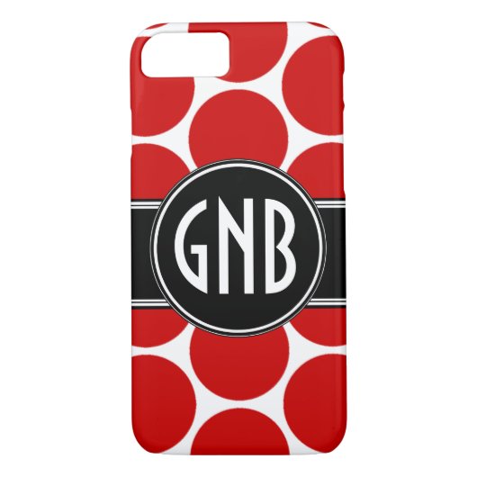 MONOGRAM INITIALEN RED POLKA DOTS Case-Mate iPhone CASE (Achterkant)