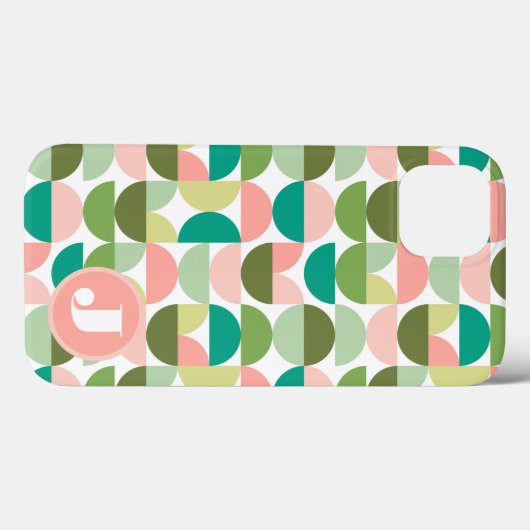 Monogram Initialen Retro geometrisch groen Case-Mate iPhone Case (Achterkant (horizontaal))