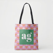 Monogram initialen retro moderne geometrische tote bag (Voorkant)