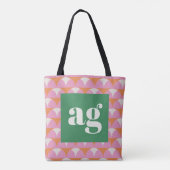 Monogram initialen retro moderne geometrische tote bag (Achterkant)