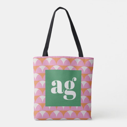 Monogram initialen retro moderne geometrische tote bag (Achterkant)