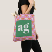 Monogram initialen retro moderne geometrische tote bag (Dichtbij)