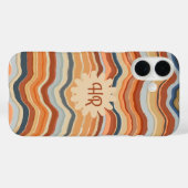 Monogram Initialen Retro Stripes Golven Sinaasappe Case-Mate iPhone Case (Achterkant (horizontaal))