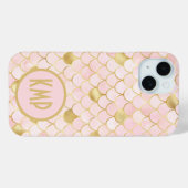 Monogram Initialen Roze Blush Goud Zeemeermin Schu Case-Mate iPhone Case (Achterkant (horizontaal))