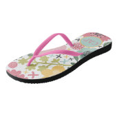 Monogram Initialen Roze Geel Blauw Groene Floral Teenslippers (Schuin)