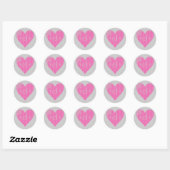 Monogram/Initialen - Roze & Grijs Victoriaans Hart Ronde Sticker (Vel)