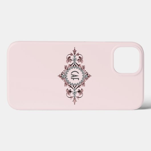 Monogram Initialen Roze Grijze Zilver Vlaanderen Case-Mate iPhone Case (Achterkant (horizontaal))