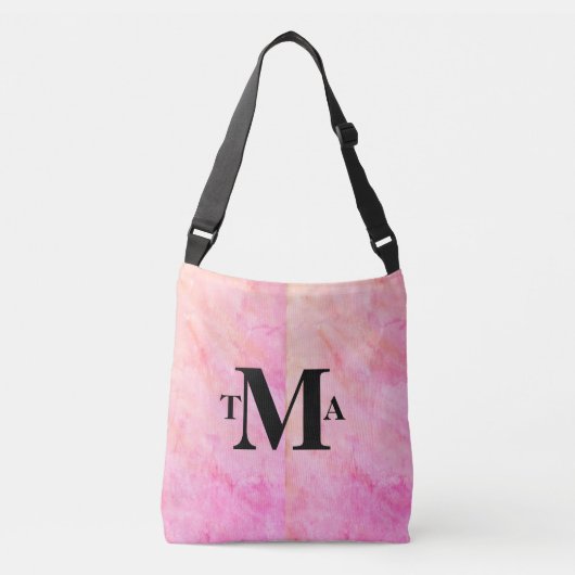 Monogram Initialen Roze Waterverf Crossbody Tas (Voorkant)