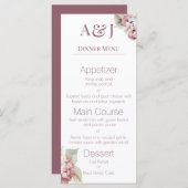 Monogram Initialen Roze & Wit Hydrangea Bloemen Menu (Voorkant / Achterkant)