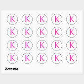 Monogram Initialen Roze Zwart Wit Eenvoudig Minima Vierkante Sticker (Vel)