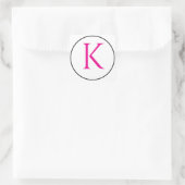 Monogram Initialen Roze Zwart Wit Eenvoudig Minima Vierkante Sticker (Tas)