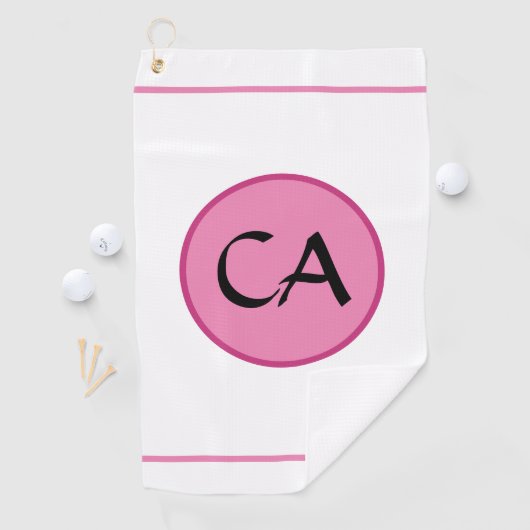 Monogram Initialen Roze zwarte typografie Golfhand Golfhanddoek (Insitu)