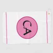 Monogram Initialen Roze zwarte typografie Golfhand Golfhanddoek (Horizontaal)