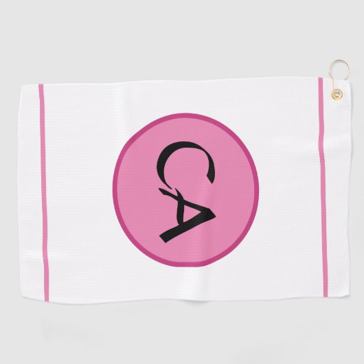 Monogram Initialen Roze zwarte typografie Golfhand Golfhanddoek (Horizontaal)