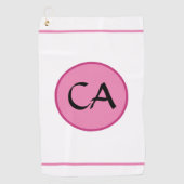 Monogram Initialen Roze zwarte typografie Golfhand Golfhanddoek (Voorkant)