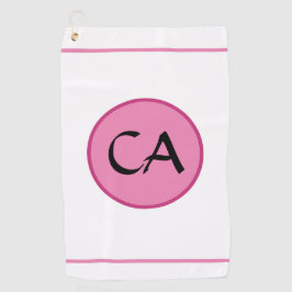 Monogram Initialen Roze zwarte typografie Golfhand Golfhanddoek