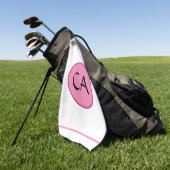 Monogram Initialen Roze zwarte typografie Golfhand Golfhanddoek (Groen)