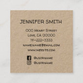 Monogram Initialen Rustiek Bruin Met Social Media Vierkante Visitekaartje (Achterkant)