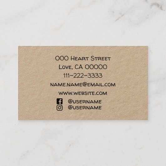 Monogram Initialen Rustiek Bruin Met Social Media Visitekaartje (Achterkant)