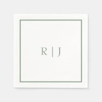Monogram Initialen Sage Green Eenvoudige Cool Wedd