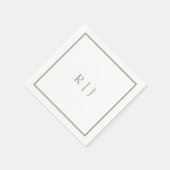 Monogram Initialen Sage Green Eenvoudige Cool Wedd Servet (Hoek)