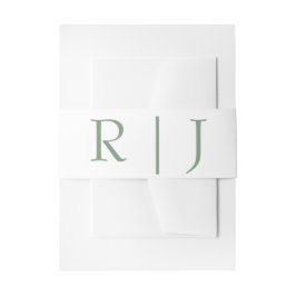 Monogram Initialen Sage Groen Wit Eenvoudige Bruil Uitnodigingen Wikkel
