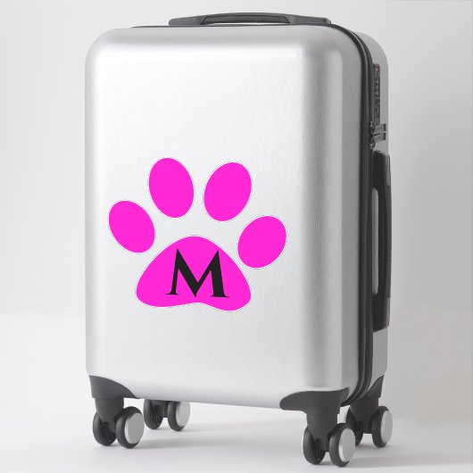 Monogram Initialen Schilderen Roze zwart geluid Sticker (Koffer)