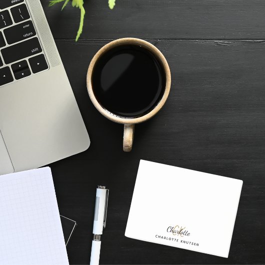 Monogram initialen script wit zwart post-it® notes