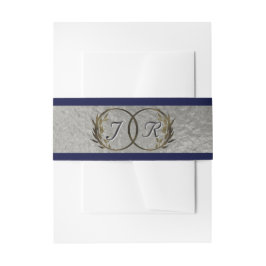 Monogram Initialen Silver Ribbon Wedding Uitnodigingen Wikkel