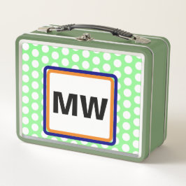 Monogram Initialen Sinaasappel Groene Polka Dot