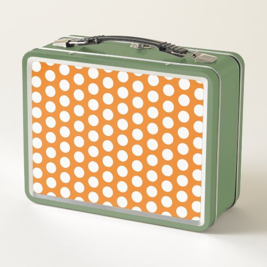 Monogram Initialen Sinaasappel Groene Polka Dot (Achterkant)