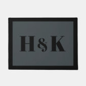 Monogram Initialen Stijlvol zwart en grijs doen Deurmat (Voorkant)