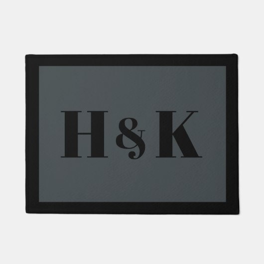 Monogram Initialen Stijlvol zwart en grijs doen Deurmat (Voorkant)