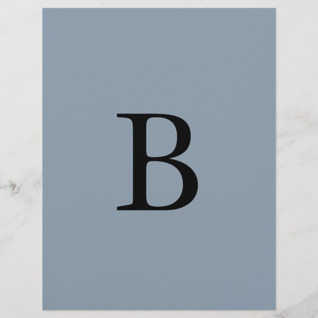 Monogram Initialen Stoffig Blauw Bruiloften Bruids Briefhoofd (Voorkant)
