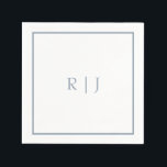 Monogram Initialen Stoffig Blauw Eenvoudige Bruilo Servet<br><div class="desc">Ontworpen met tekst sjabloon voor monogrammed initialen die u kunt aanpassen!</div>