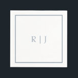 Monogram Initialen Stoffig Blauw Eenvoudige Bruilo Servet<br><div class="desc">Ontworpen met tekst sjabloon voor monogrammed initialen die u kunt aanpassen!</div>