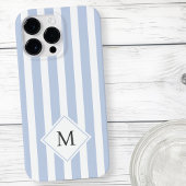 Monogram initialen stoffige lichtblauwe witte stre Case-Mate iPhone case